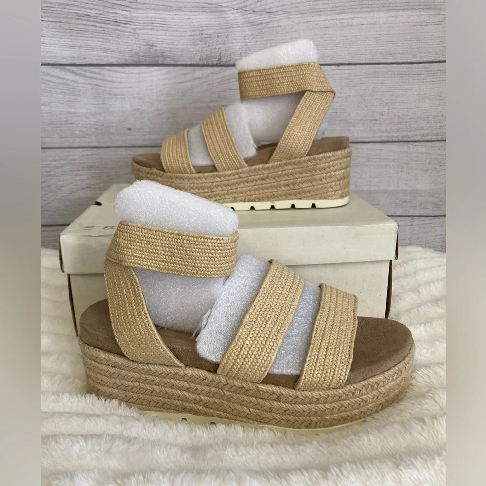 Esprit | NEW Allison Natural Raffia Platform Sandals